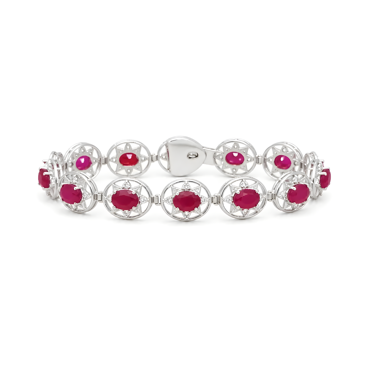 Ruby Gemstone CZ 925 Silver Bracelet