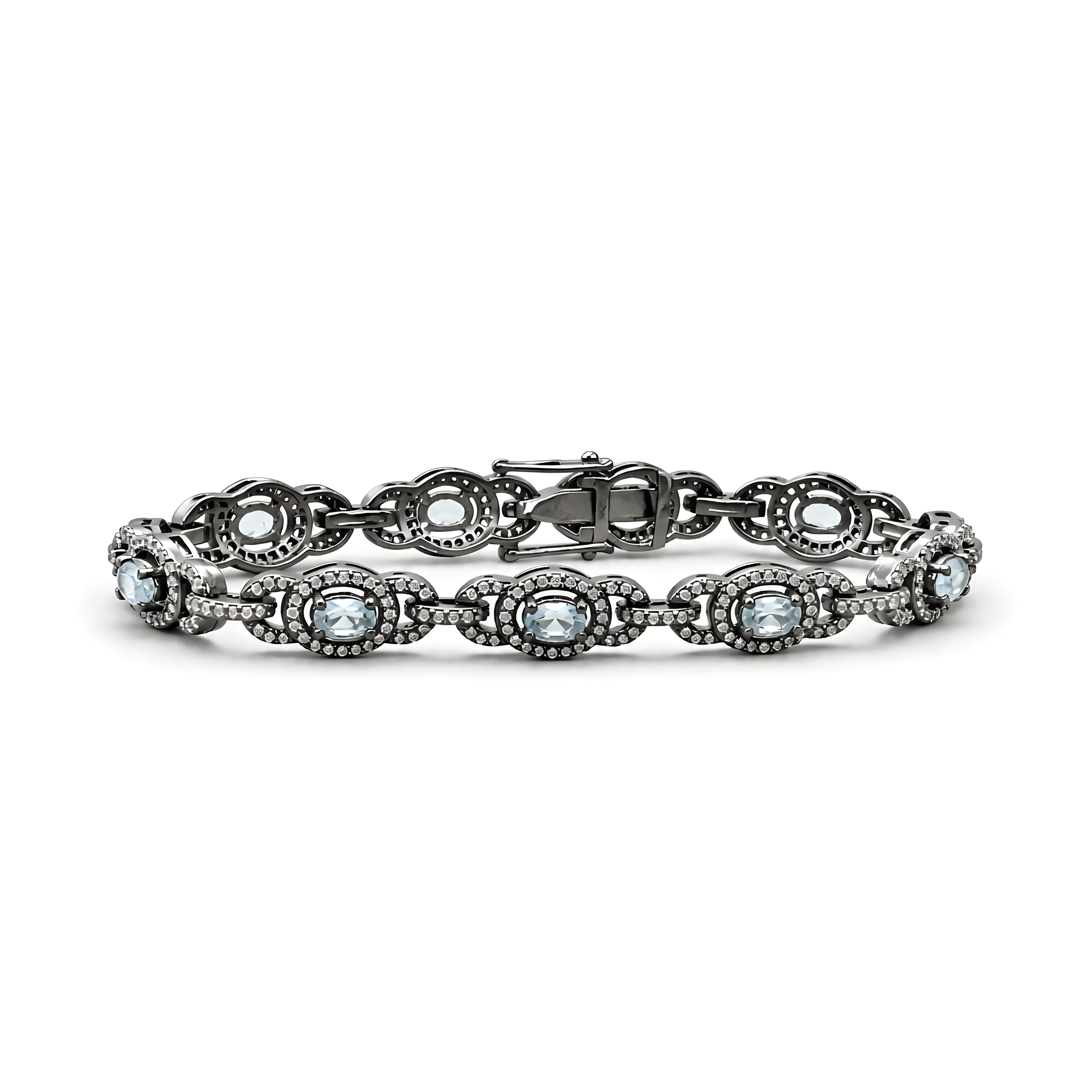 Aquamarine Gemstone 925 Silver Bracelet