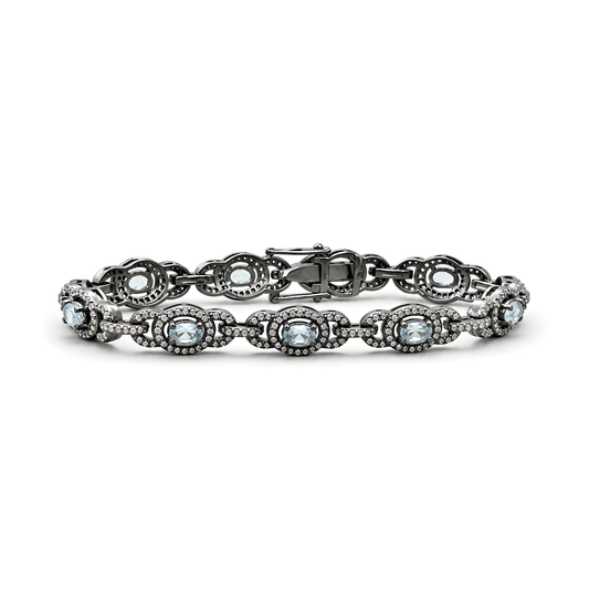 Aquamarine Gemstone 925 Silver Bracelet