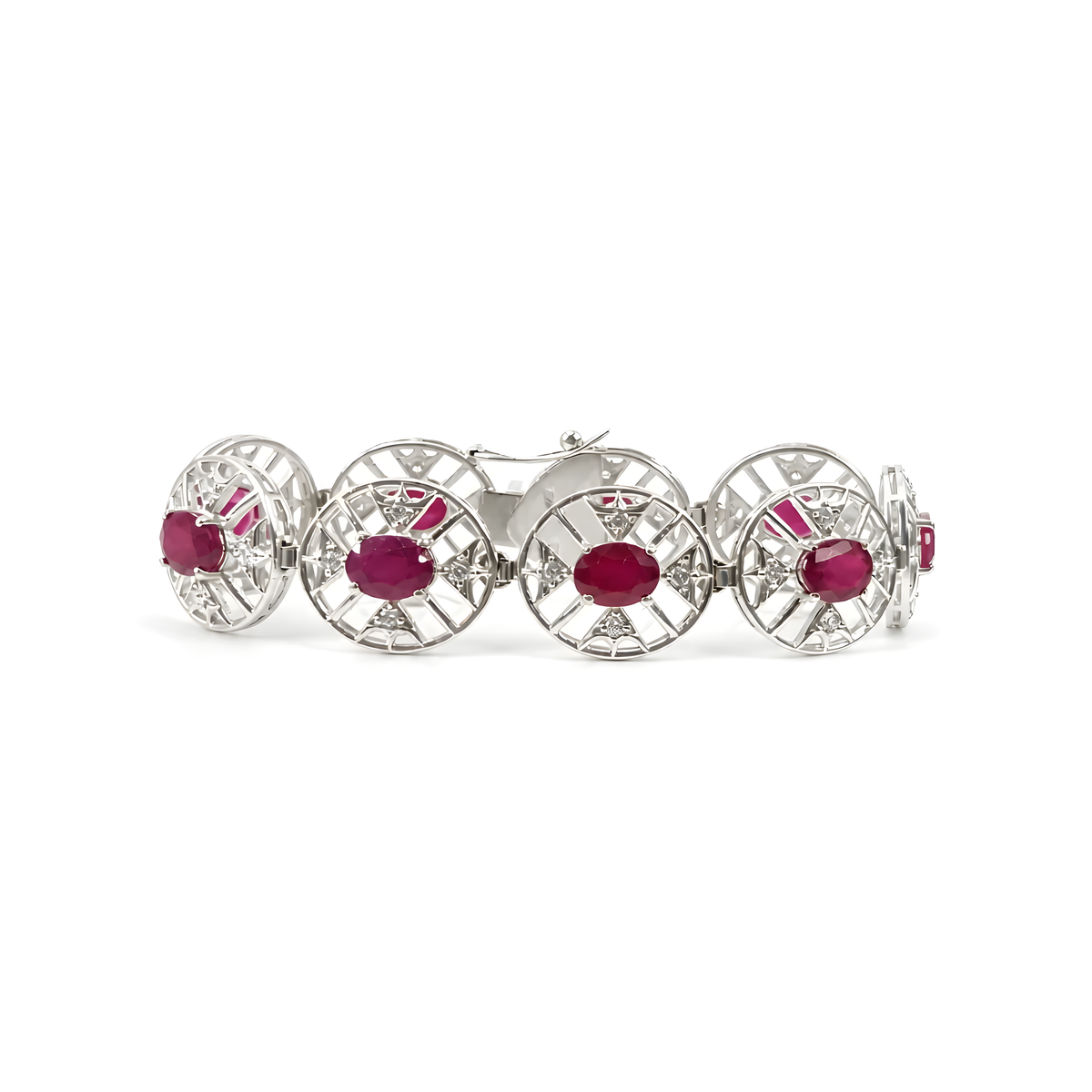 Ruby Gemstone CZ Silver Bracelet