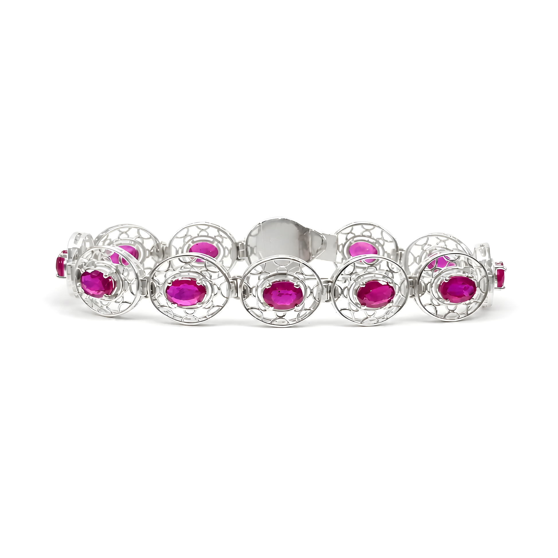 ruby gemstone 925 silver cz bracelet
