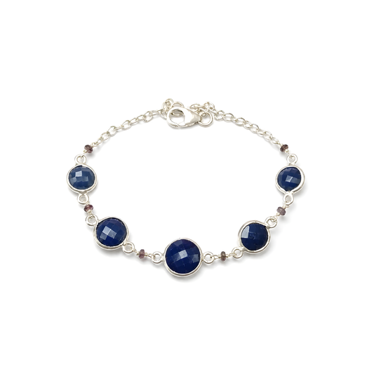blue sapphire gemstone 925 silver bracelet