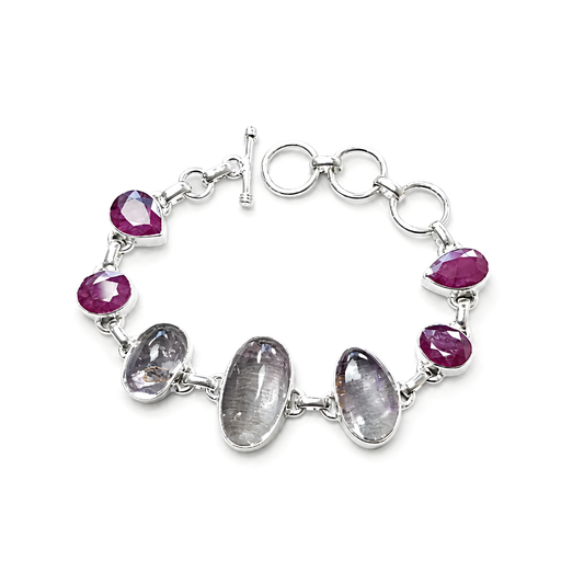 amethyst ruby gemstone 925 silver bracelet