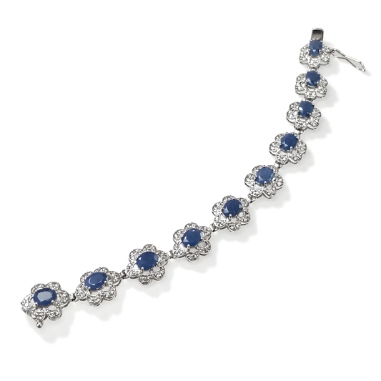 Sapphire Gemstone 925 Silver CZ Bracelet