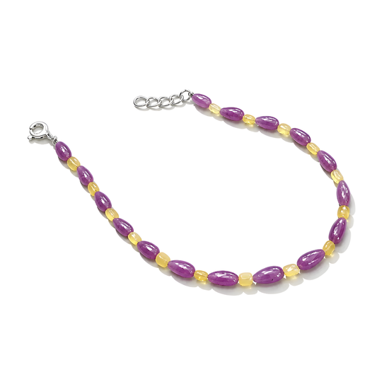 ruby, opal beads 925 silver bracelet