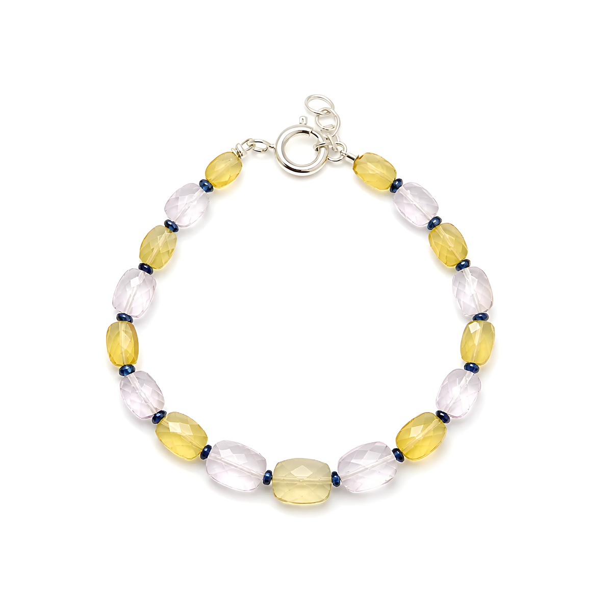 Opal, Morganite Beads 925 Silver Bracelet