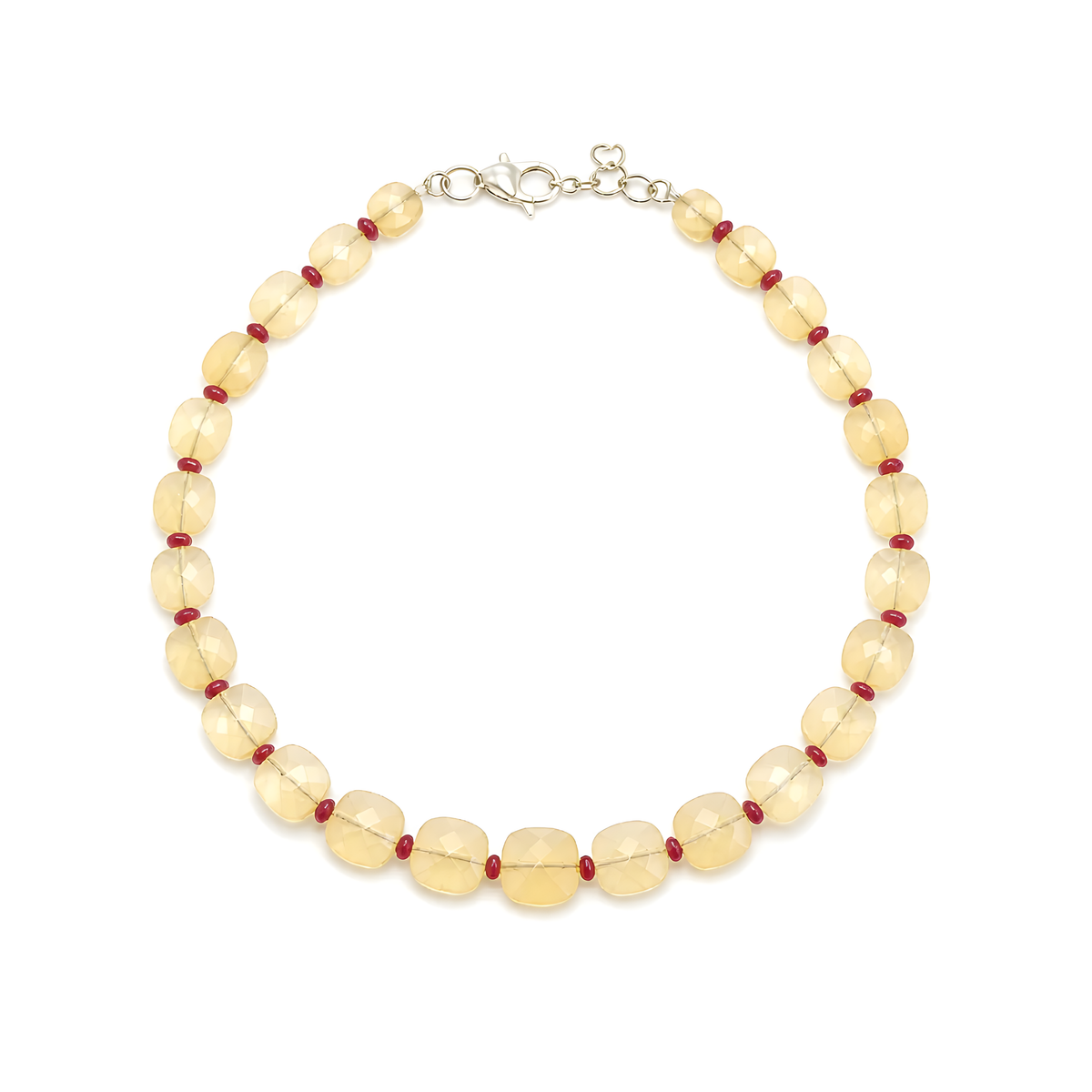 opal, ruby beads 925 silver bracelet