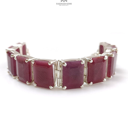 Ruby Faceted Bracelet: 52.06gms