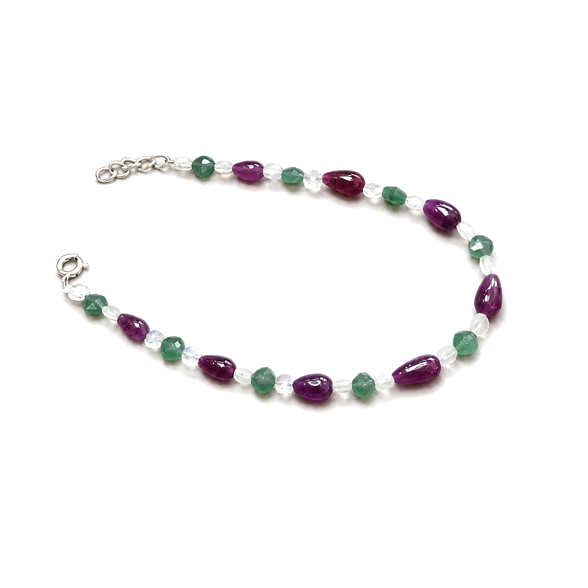ruby moonstone beads 925 silver bracelet
