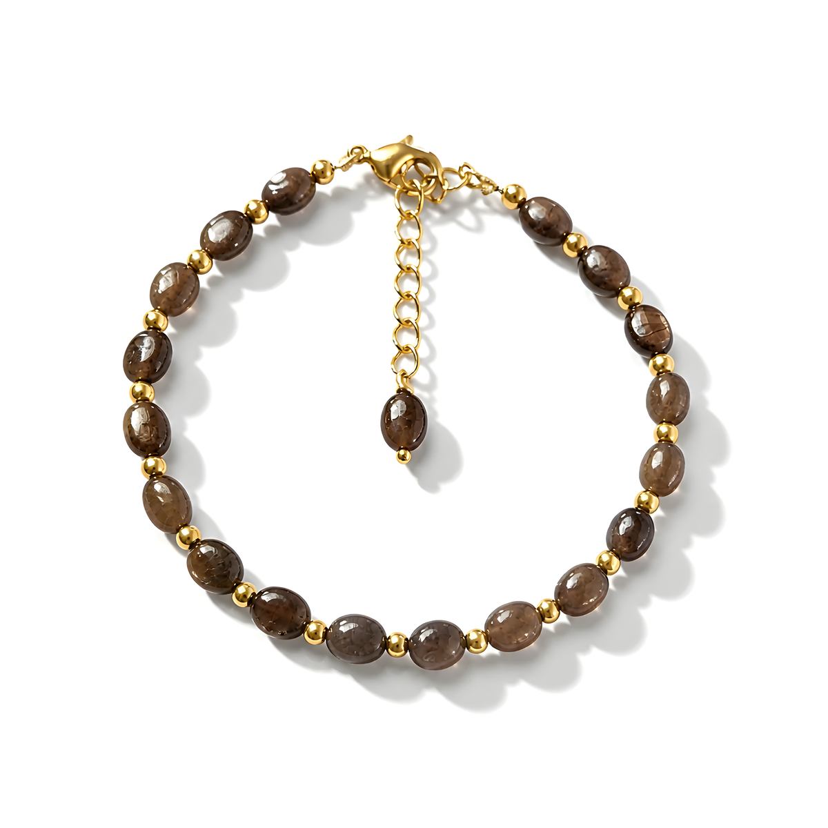 chocolate sapphire beads brass bracelet