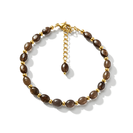 chocolate sapphire beads brass bracelet
