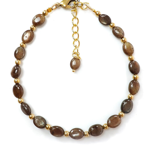 Golden Brown Chocolate Sapphire Beads Bracelet