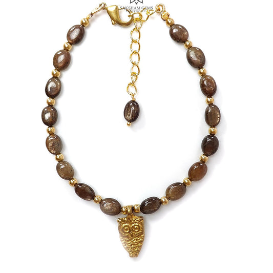Golden Brown Chocolate Sapphire Beads Bracelet: 43.40cts