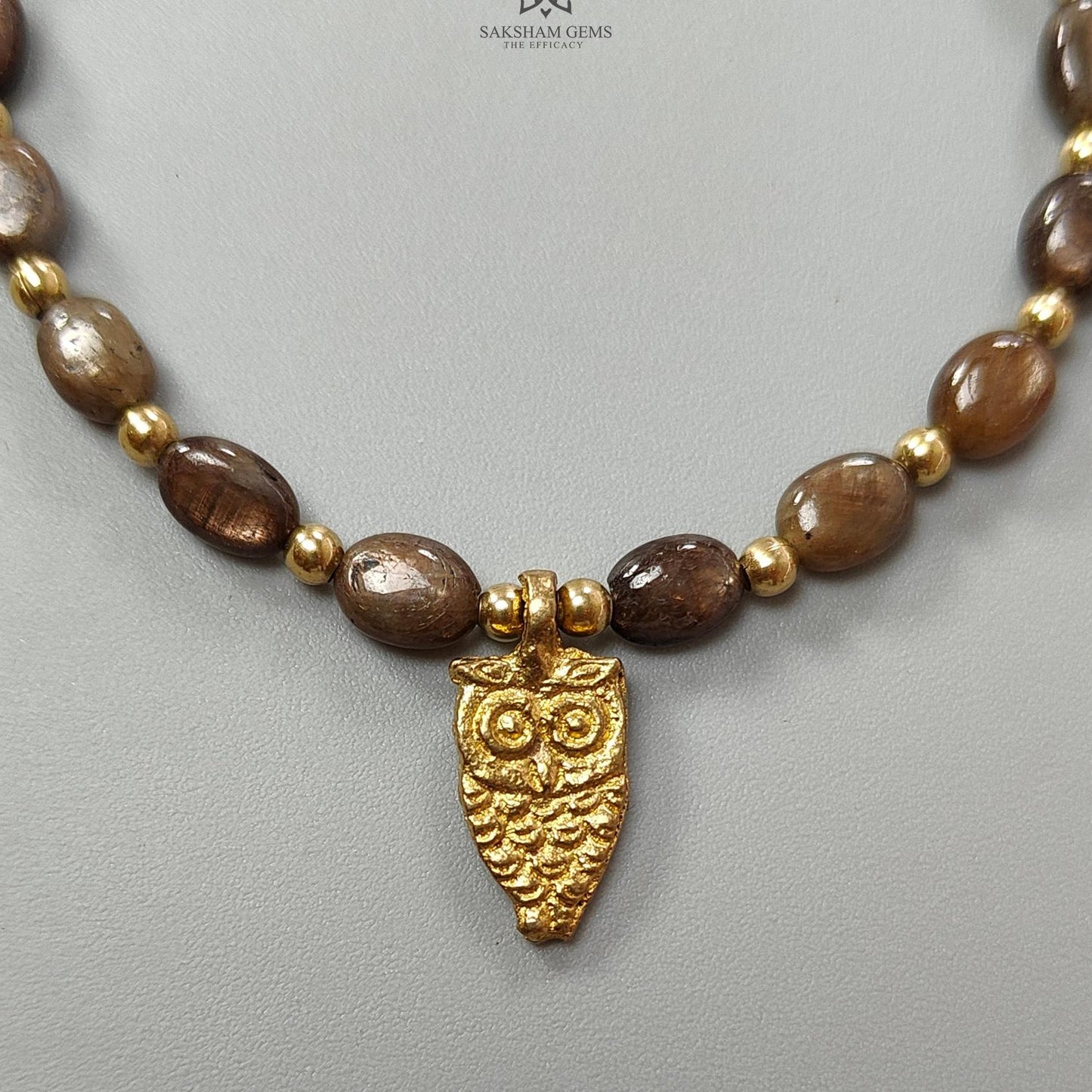 Golden Brown Chocolate Sapphire Beads Bracelet: 43.40cts Natural Untreated Sapphire Oval Shape Plain Brass Bracelet 7*5cmm 6.30"