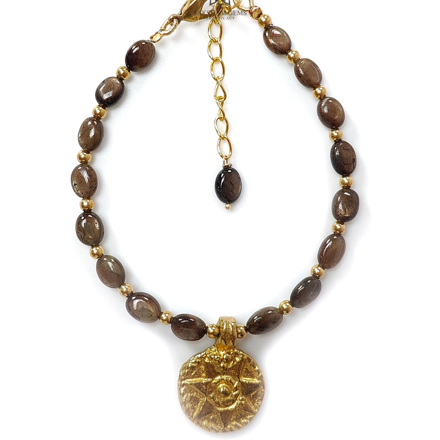 Golden Brown Chocolate Sapphire Beads Bracelet: 59.75cts