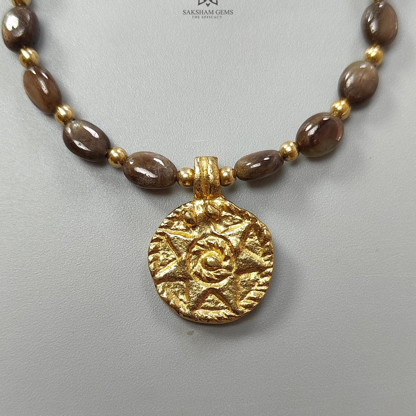 Golden Brown Chocolate Sapphire Beads Bracelet: 59.75cts Natural Untreated Sapphire Oval Shape Plain Brass Bracelet 7*5cmm 6.50"