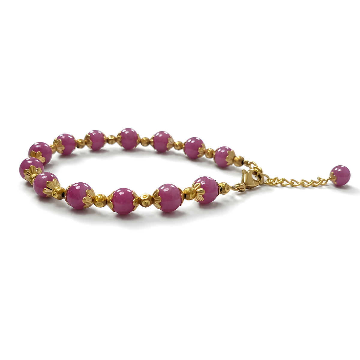 ruby plain beads brass bracelet