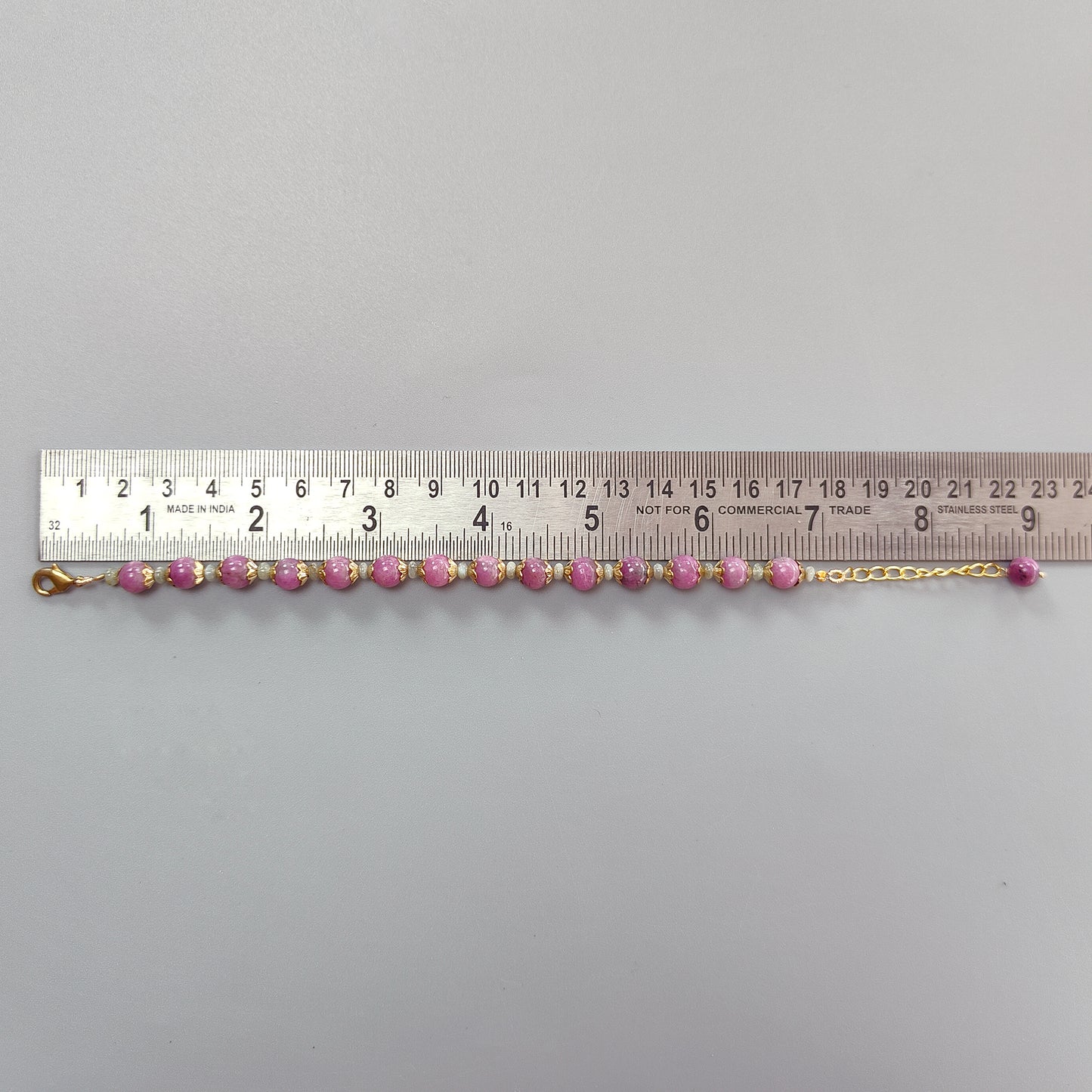 Zoisite Ruby & Chrysoberyl Cat's Eye Beads Bracelet: 71.60cts Natural Untreated Zoisite Ruby Round Plain Brass Bracelet 4mm - 7mm 6.30"