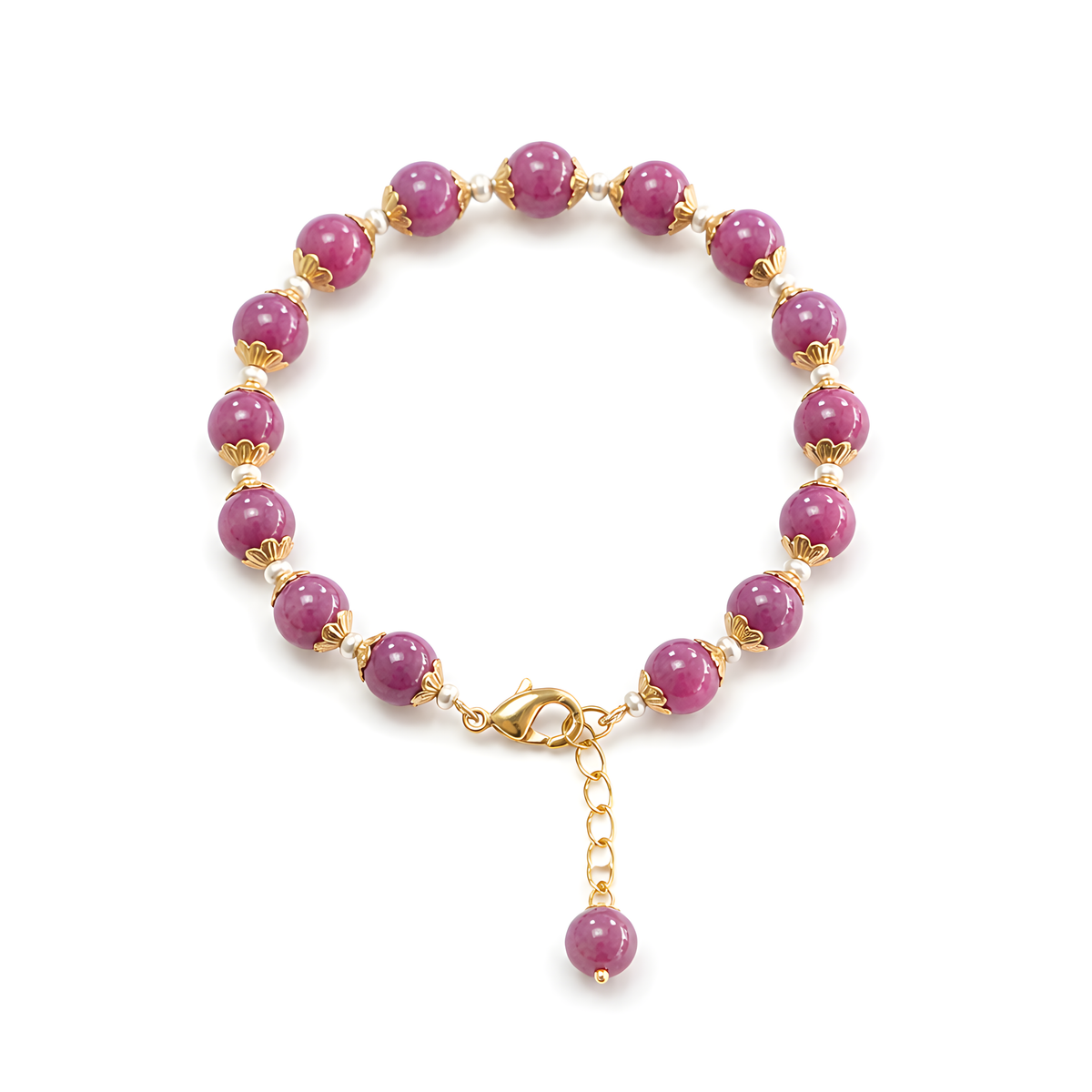 ruby plain beads brass bracelet