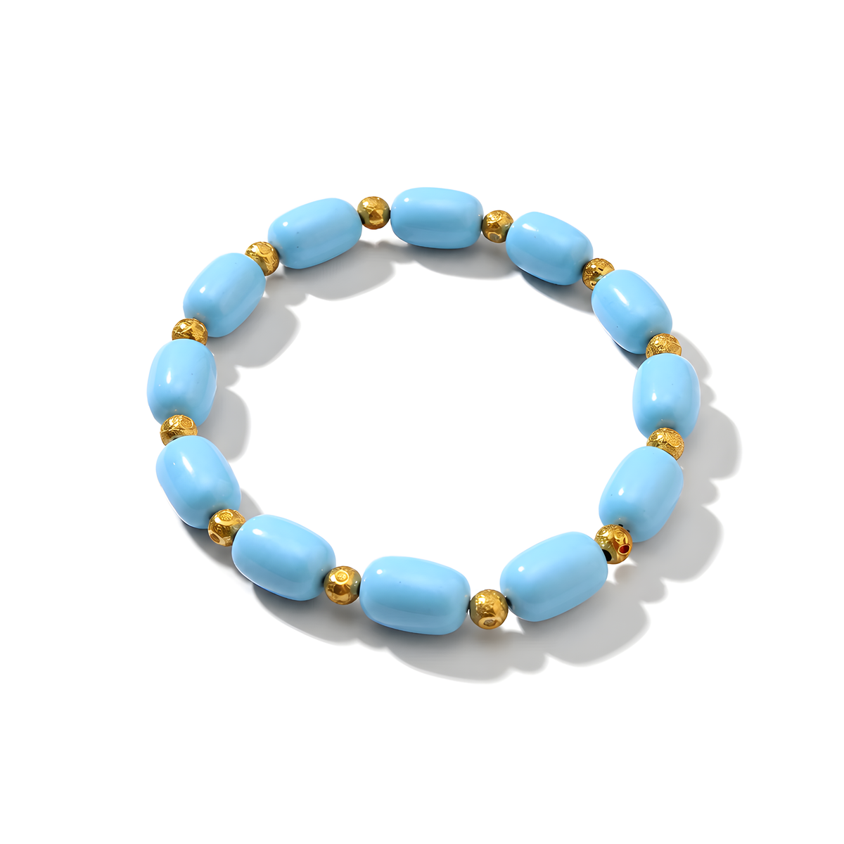 Turquoise Beads Brass Bracelet