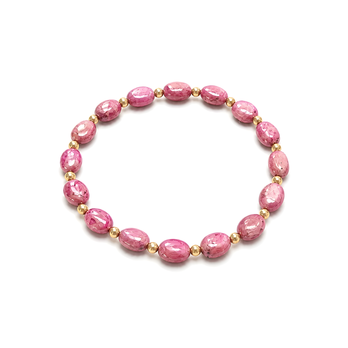 ruby plain beads brass bracelet
