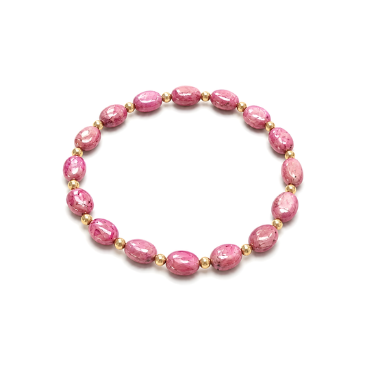 ruby plain beads brass bracelet