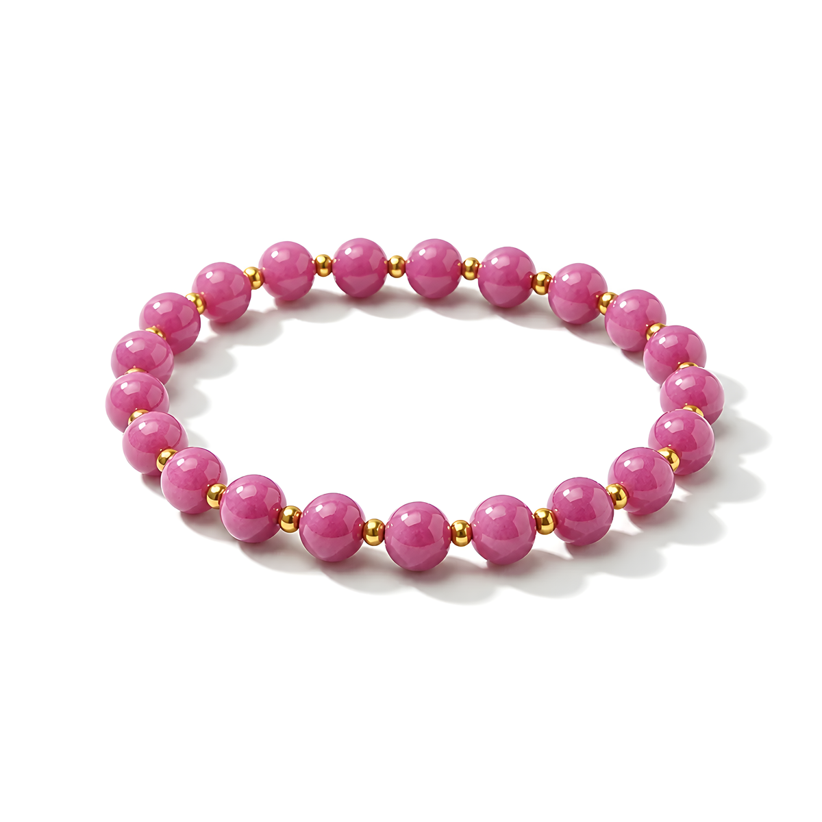 ruby plain beads brass bracelet
