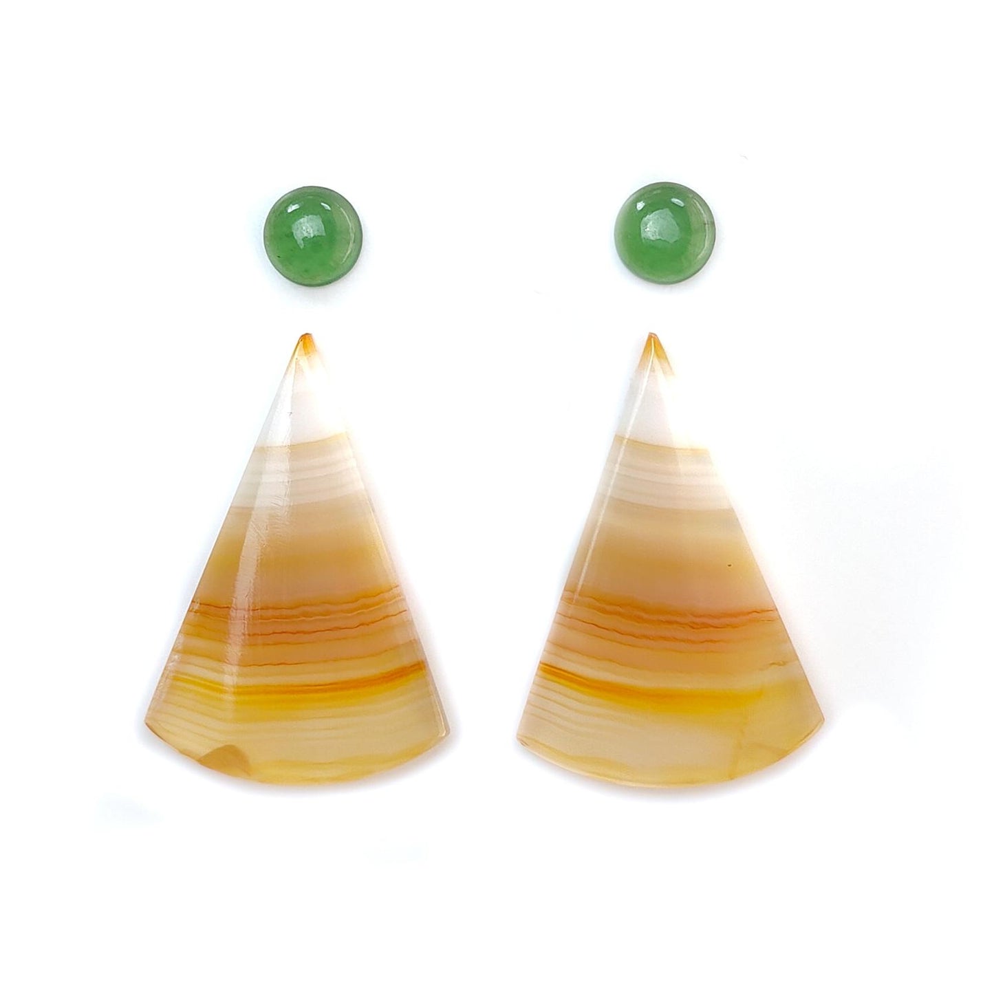 Botswana Agate Gemstone with Serpentine & Gray Sapphire Cabochon: Natural Untreated Agate Gemstone Bi-Color Agate Triangle, Pear 4pcs Set