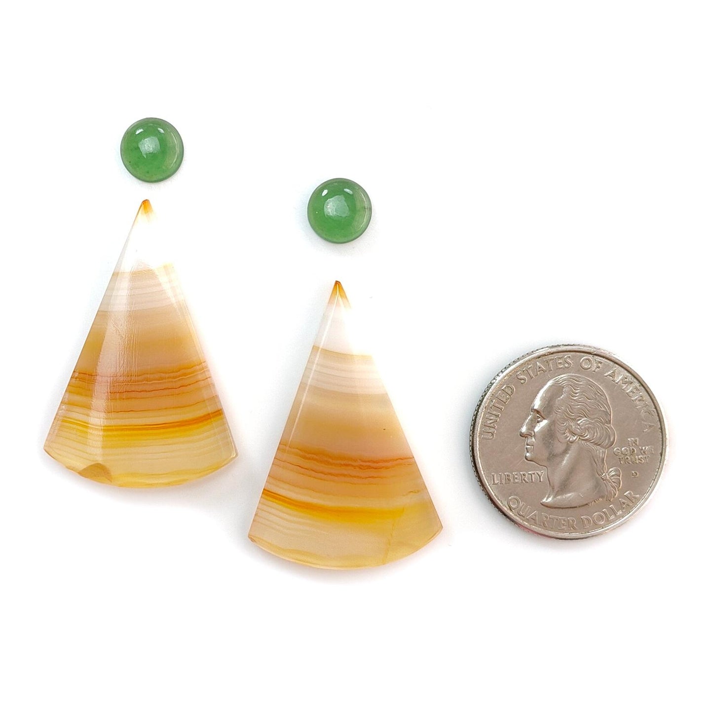 Botswana Agate Gemstone with Serpentine & Gray Sapphire Cabochon: Natural Untreated Agate Gemstone Bi-Color Agate Triangle, Pear 4pcs Set