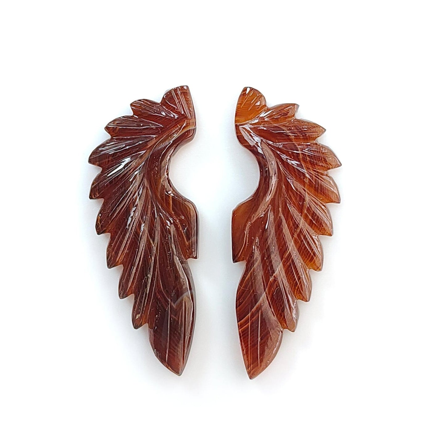 Multi Color Botswana Agate Gemstone Carving: Natural Untreated Bi-Color Agate Hand Carved Angel Wings Pair for Jewelry May Birthstone