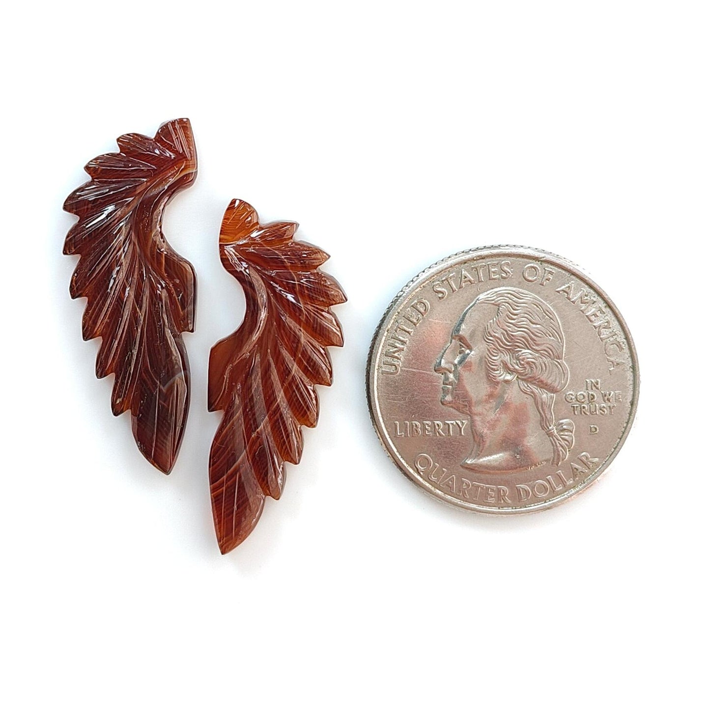 Multi Color Botswana Agate Gemstone Carving: Natural Untreated Bi-Color Agate Hand Carved Angel Wings Pair for Jewelry May Birthstone