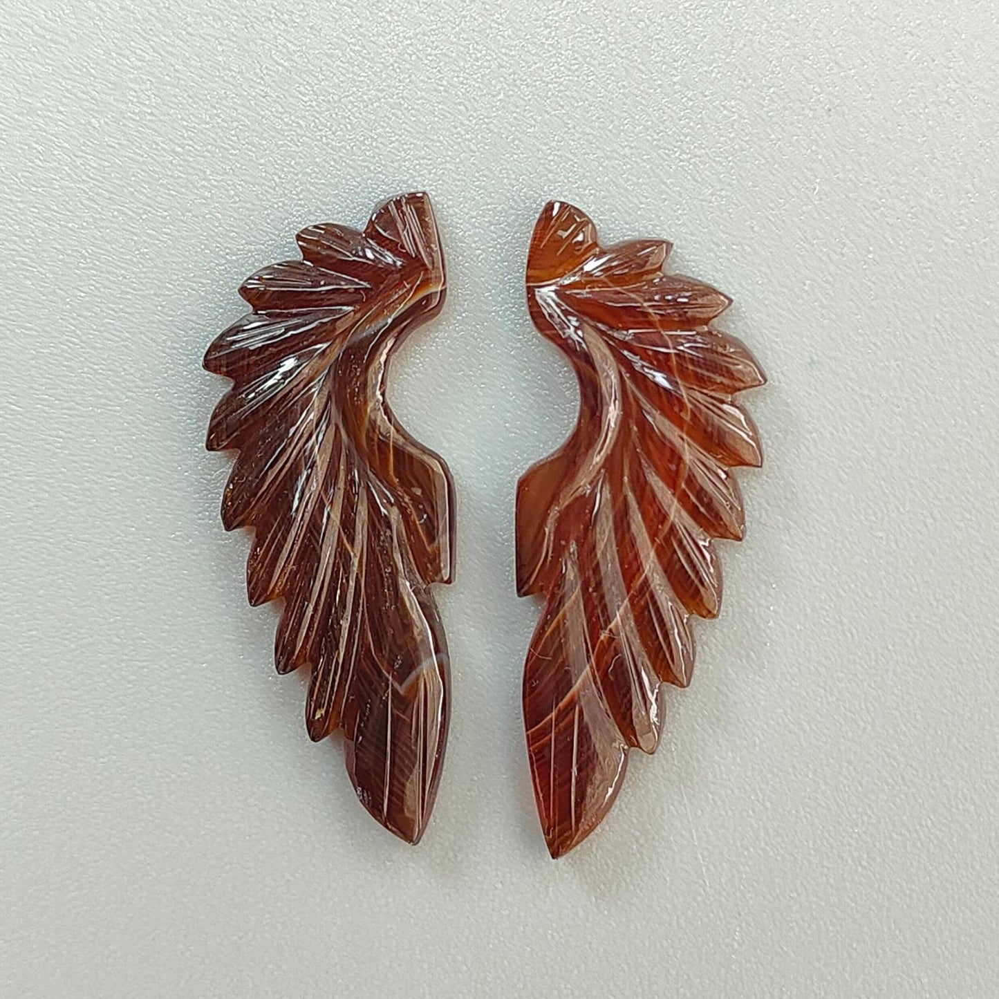 Multi Color Botswana Agate Gemstone Carving: Natural Untreated Bi-Color Agate Hand Carved Angel Wings Pair for Jewelry May Birthstone