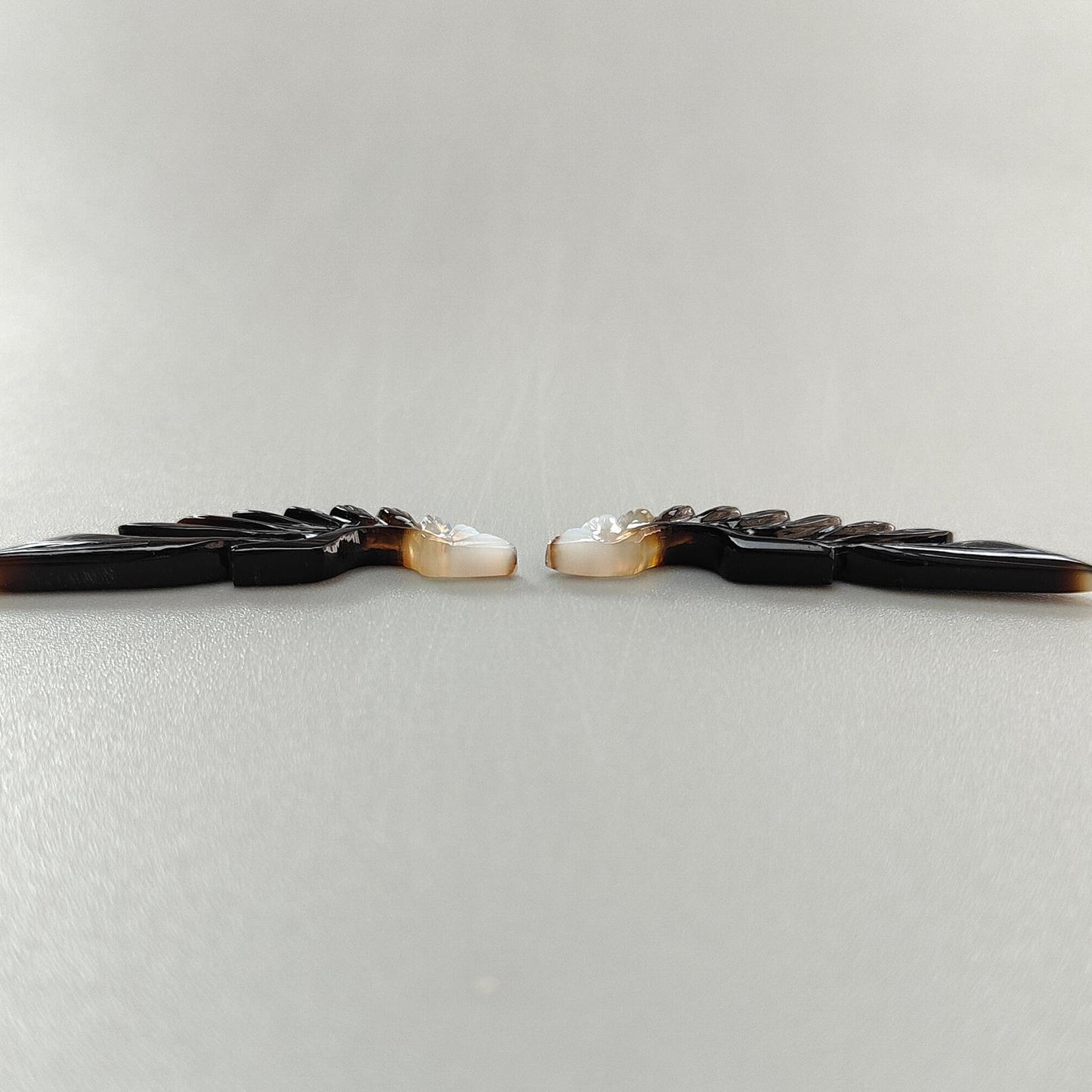 Multi Color Botswana Agate Gemstone Carving: Natural Untreated Bi-Color Agate Hand Carved Angel Wings Pair for Jewelry May Birthstone