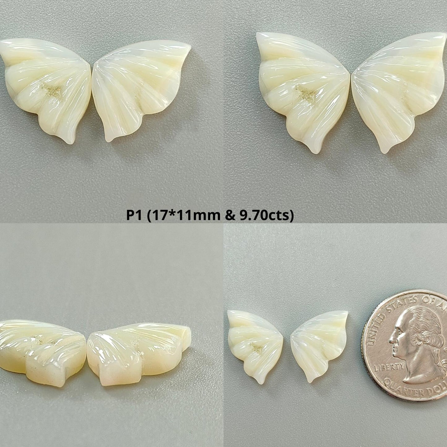 Multi Color Botswana Agate Gemstone Carving: Natural Untreated Bi-Color Agate Hand Carved Butterfly Pair for Jewelry May Birthstone