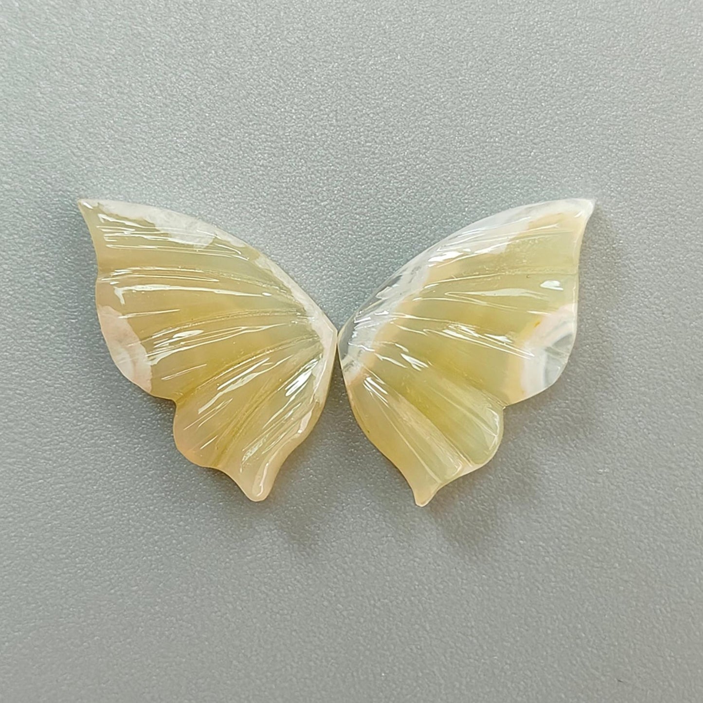 Multi Color Botswana Agate Gemstone Carving: Natural Untreated Bi-Color Agate Hand Carved Butterfly Pair for Jewelry May Birthstone