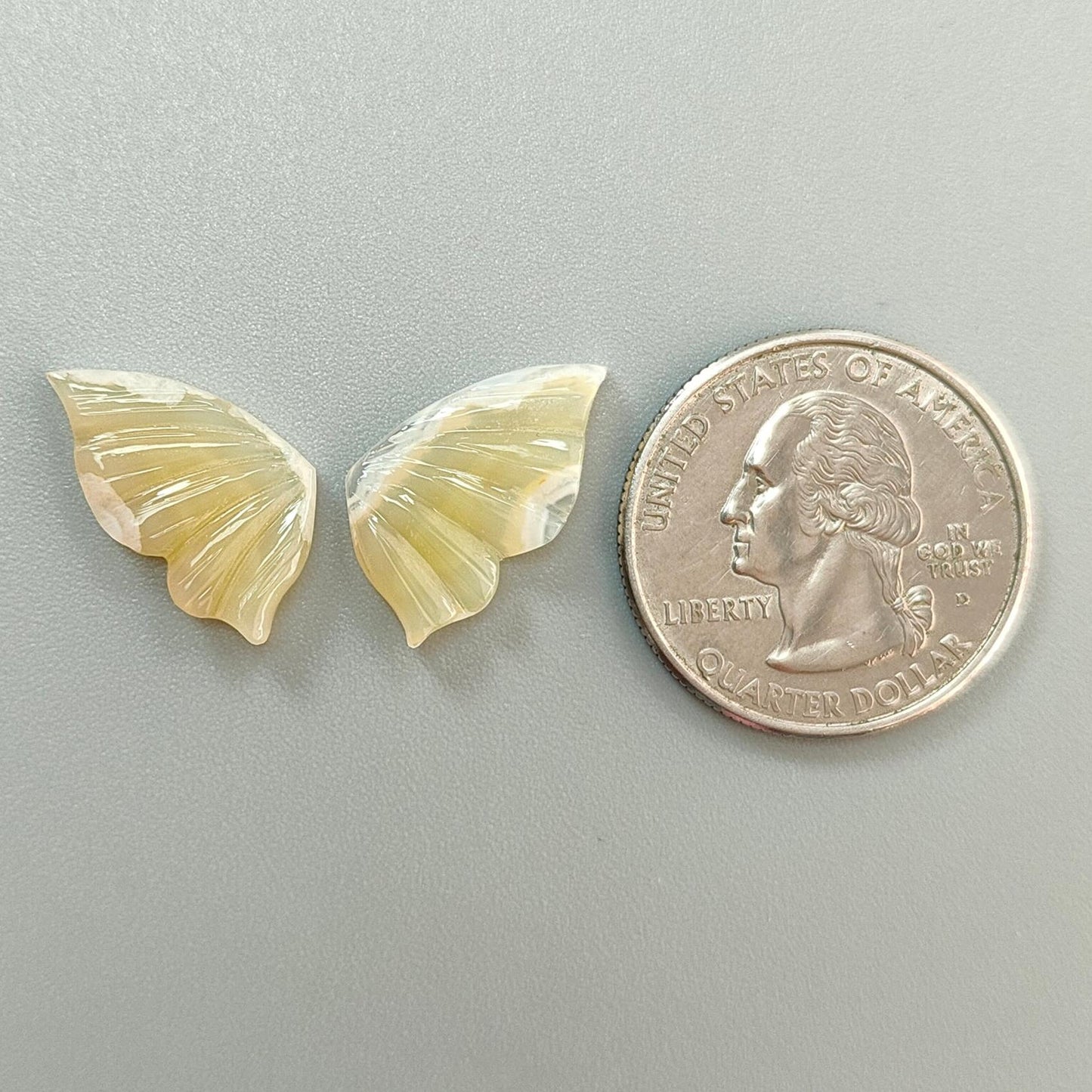 Multi Color Botswana Agate Gemstone Carving: Natural Untreated Bi-Color Agate Hand Carved Butterfly Pair for Jewelry May Birthstone