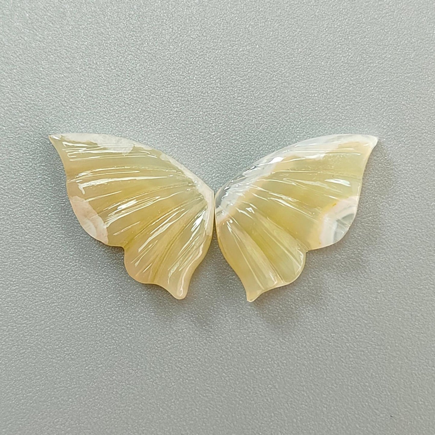 Multi Color Botswana Agate Gemstone Carving: Natural Untreated Bi-Color Agate Hand Carved Butterfly Pair for Jewelry May Birthstone