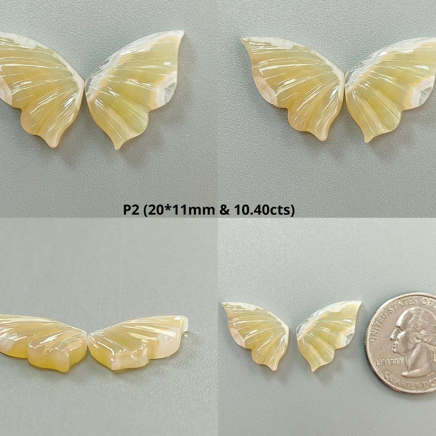 Multi Color Botswana Agate Gemstone Carving: Natural Untreated Bi-Color Agate Hand Carved Butterfly Pair for Jewelry May Birthstone