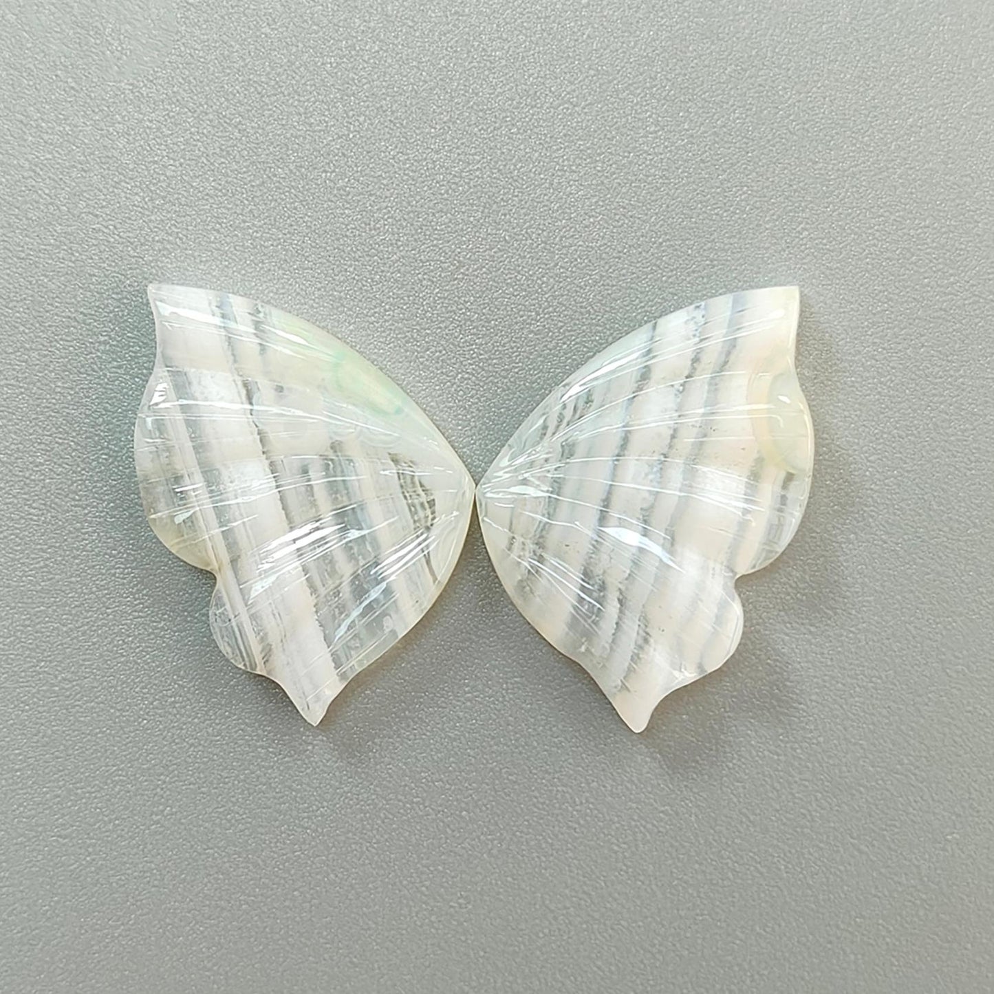 Multi Color Botswana Agate Gemstone Carving: Natural Untreated Bi-Color Agate Hand Carved Butterfly Pair for Jewelry May Birthstone