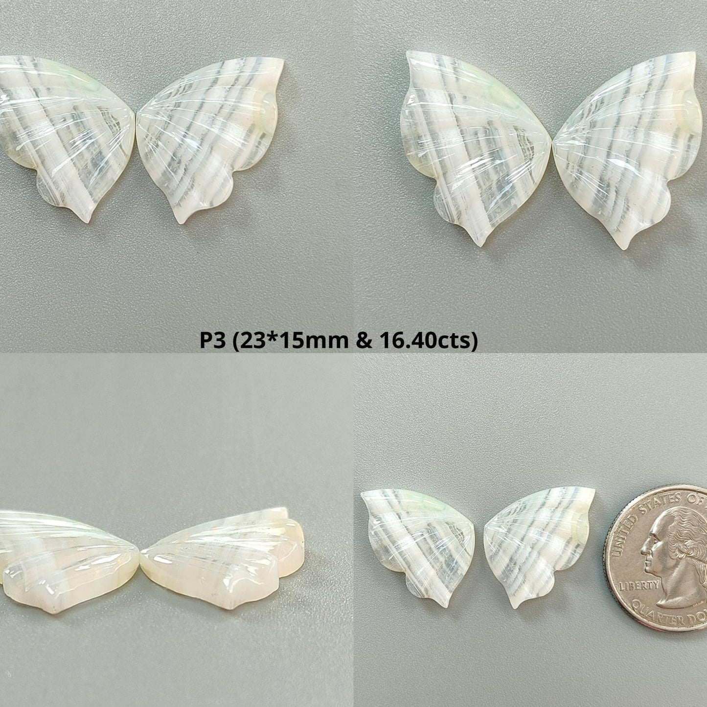 Multi Color Botswana Agate Gemstone Carving: Natural Untreated Bi-Color Agate Hand Carved Butterfly Pair for Jewelry May Birthstone