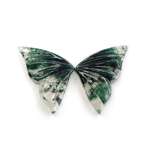 Moss Agate Butterfly Carving