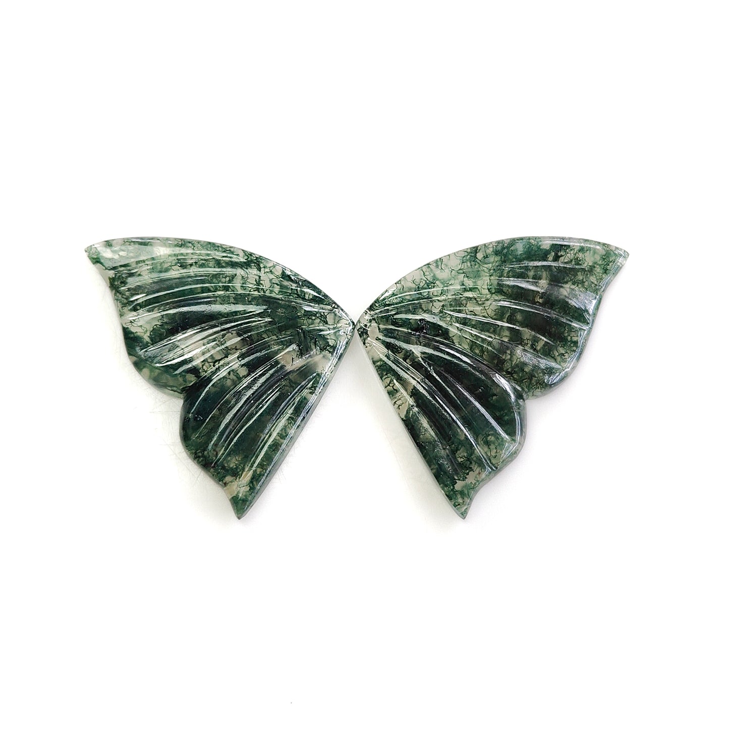Moss Agate Butterfly Carving