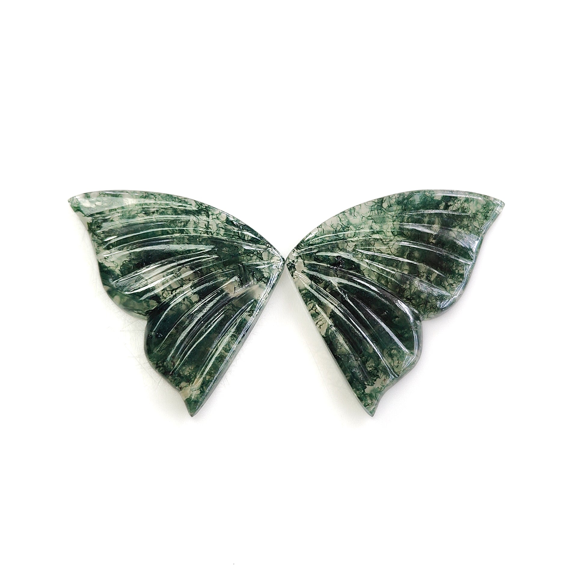 Moss Agate Butterfly Carving