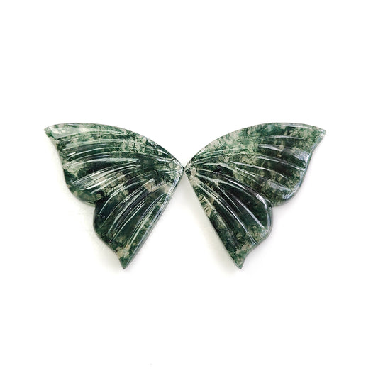 Moss Agate Butterfly Carving