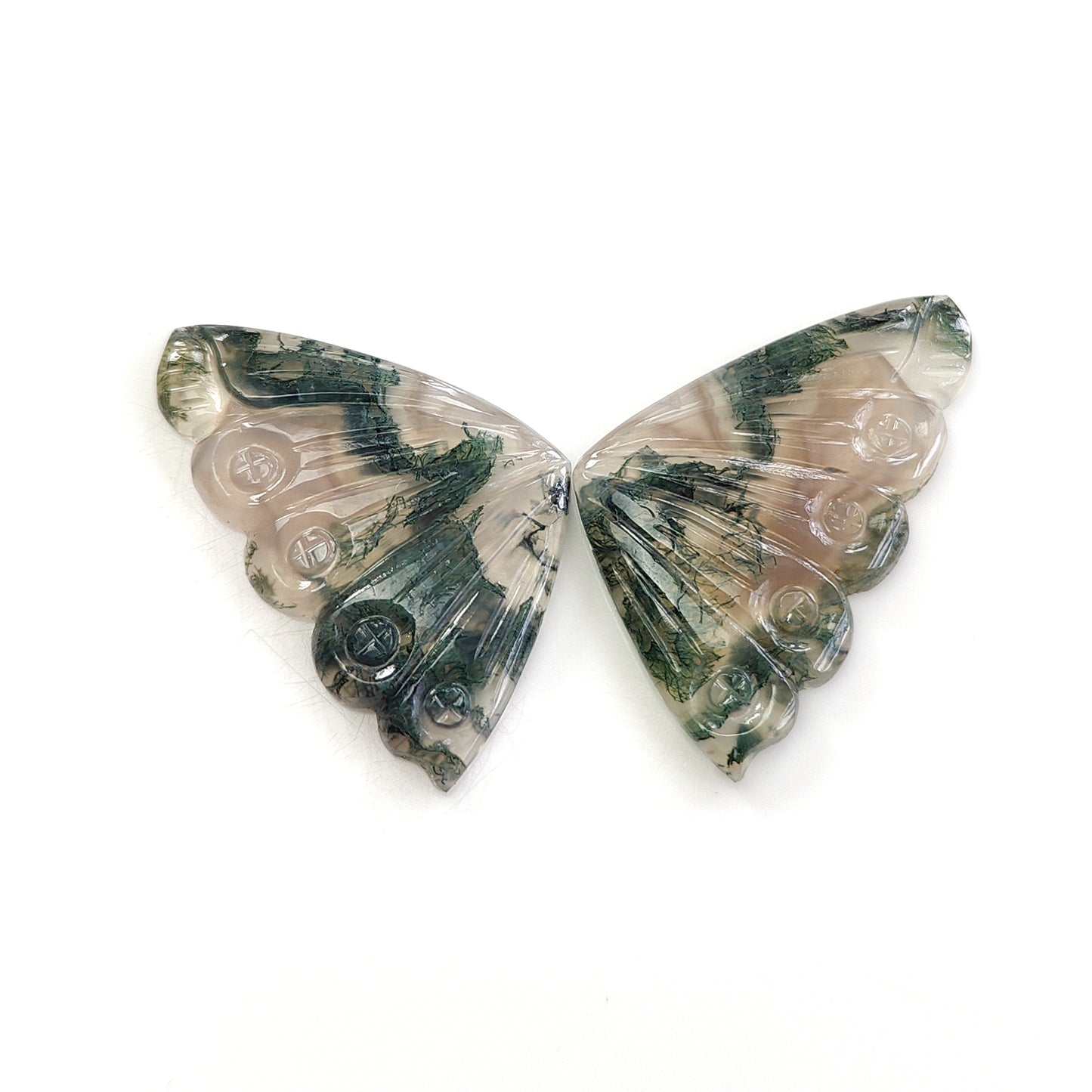 Moss Agate Butterfly Carving Gemstone