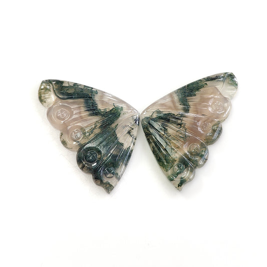Moss Agate Butterfly Carving Gemstone