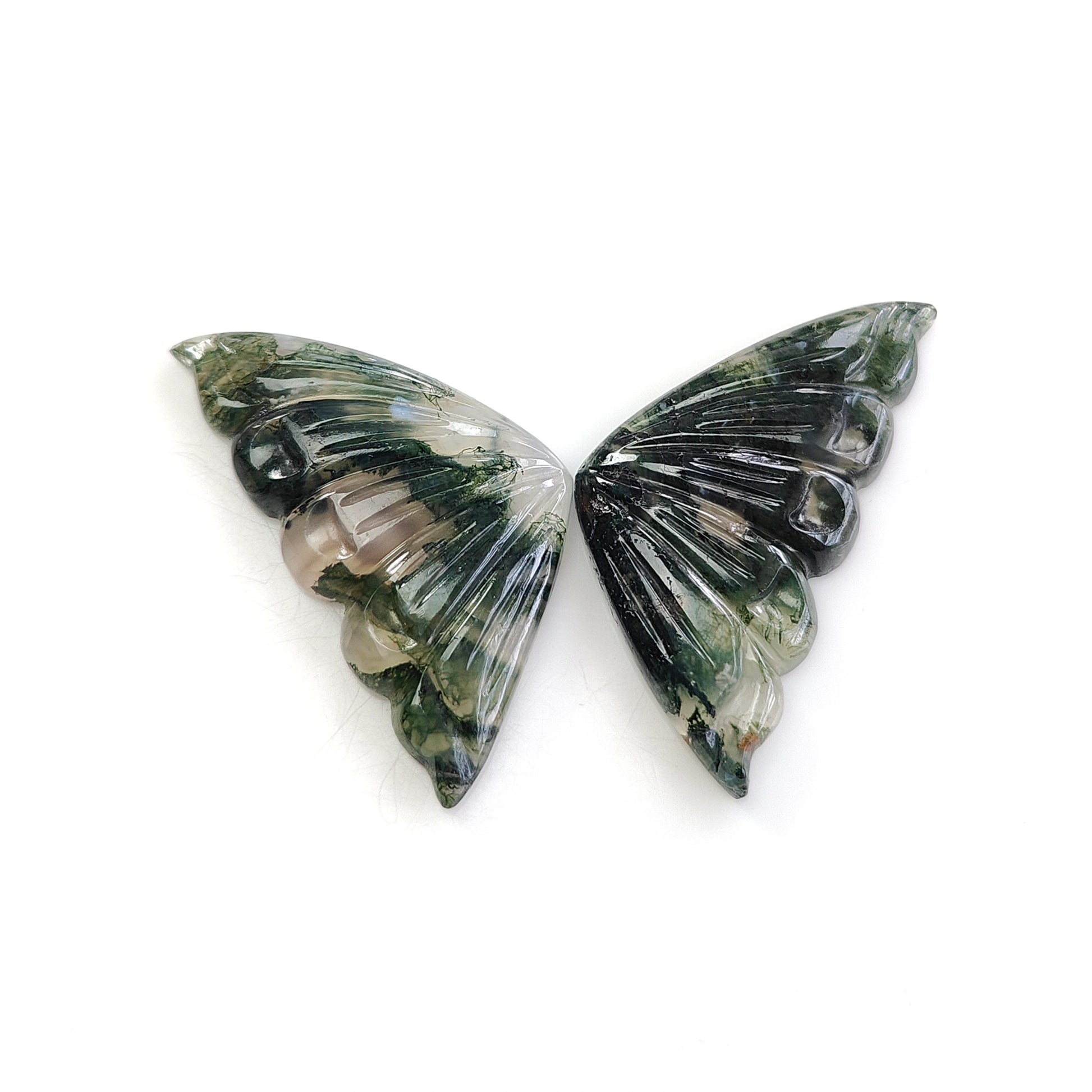 Moss Agate Butterfly Carving Gemstone