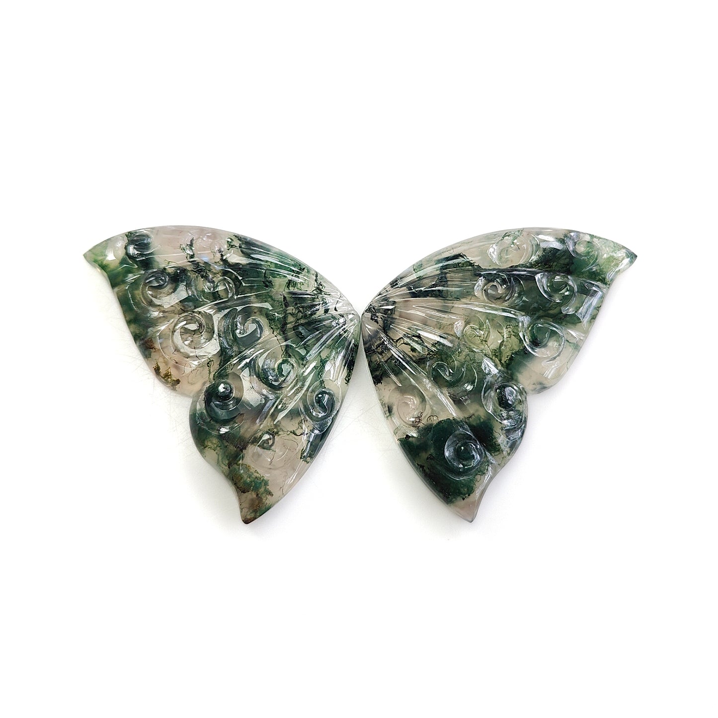 Moss Agate Butterfly Carving Gemstone