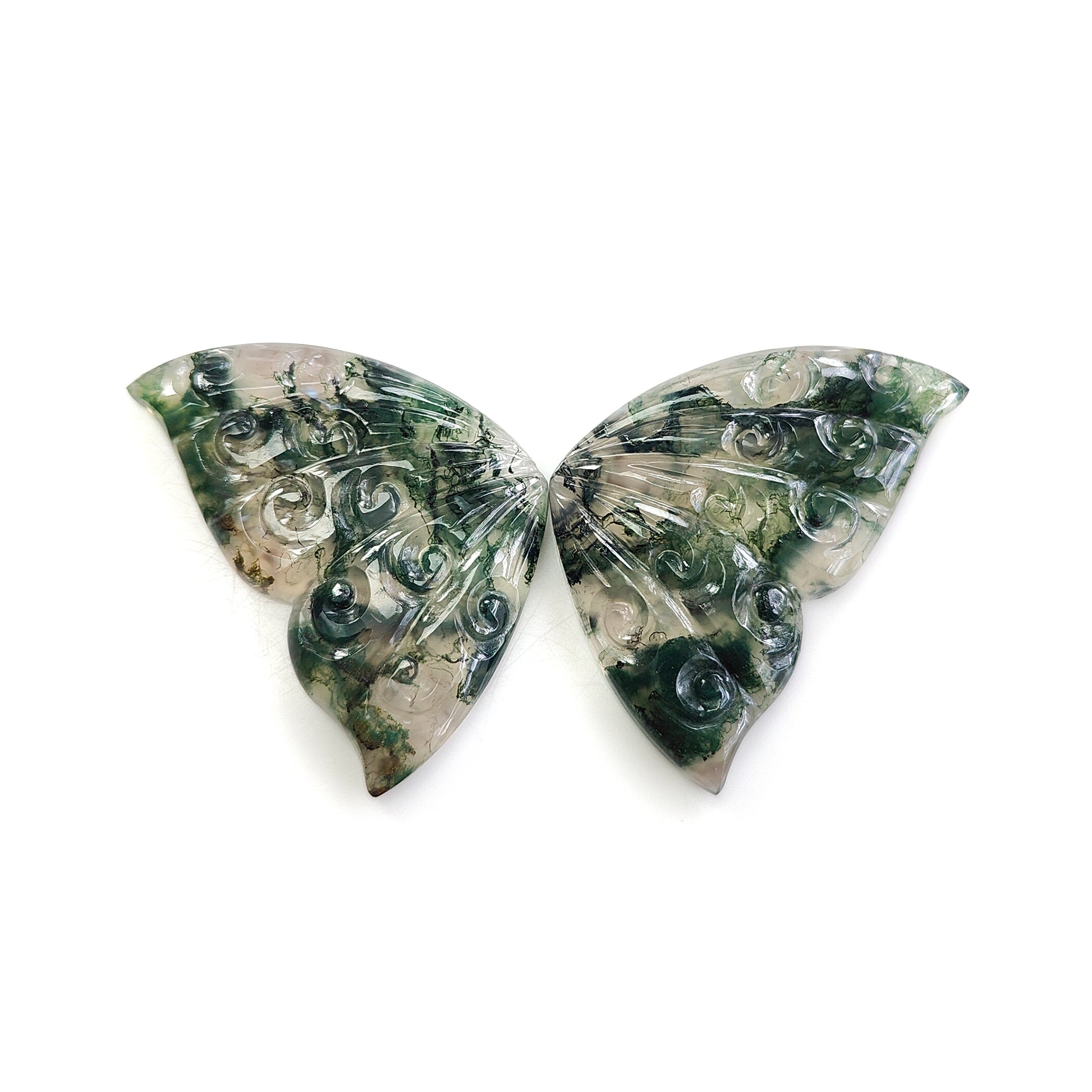 Moss Agate Butterfly Carving Gemstone