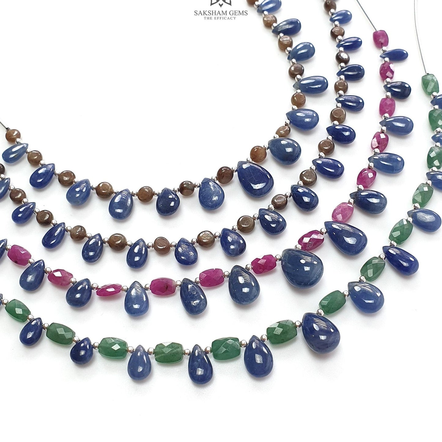 Sapphire Ruby Quartz Plain Beads: Natural Untreated Golden Sapphire Teardrop Cushion Plain 925 Sterling Silver 5"-7" Beads For Bracelet